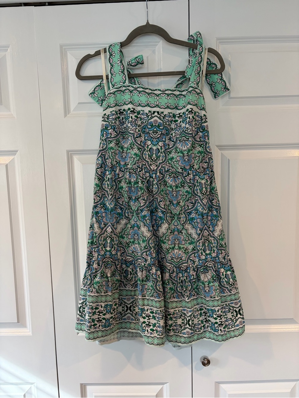 NWT Shoshanna Green Floral Tie-Shoulder Sundress